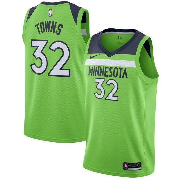 Men 32 Karl Anthony Towns Jersey Green Minnesota Timberwolves Fanatics