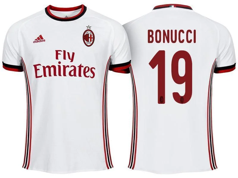 Men 19 Leonardo Bonucci Jersey Away Soccer AC Milan Jersey 2018 Serie A