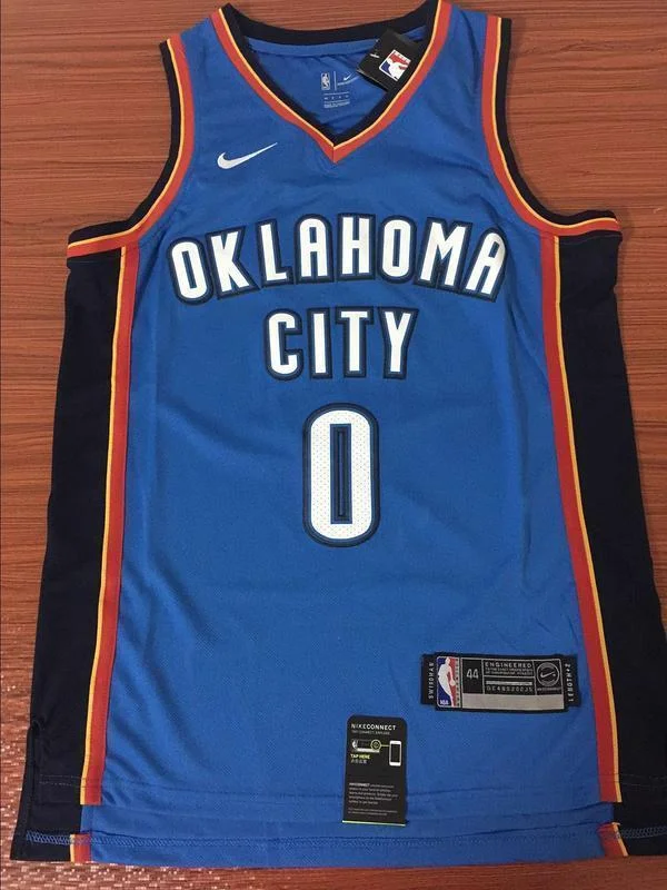 Men 0 Russell Westbrook Jersey Blue Oklahoma City Thunder Swingman Fanatics