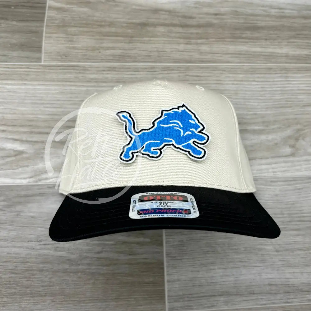 Retro Detroit Lions Patch on Natural/Black Retro Hat