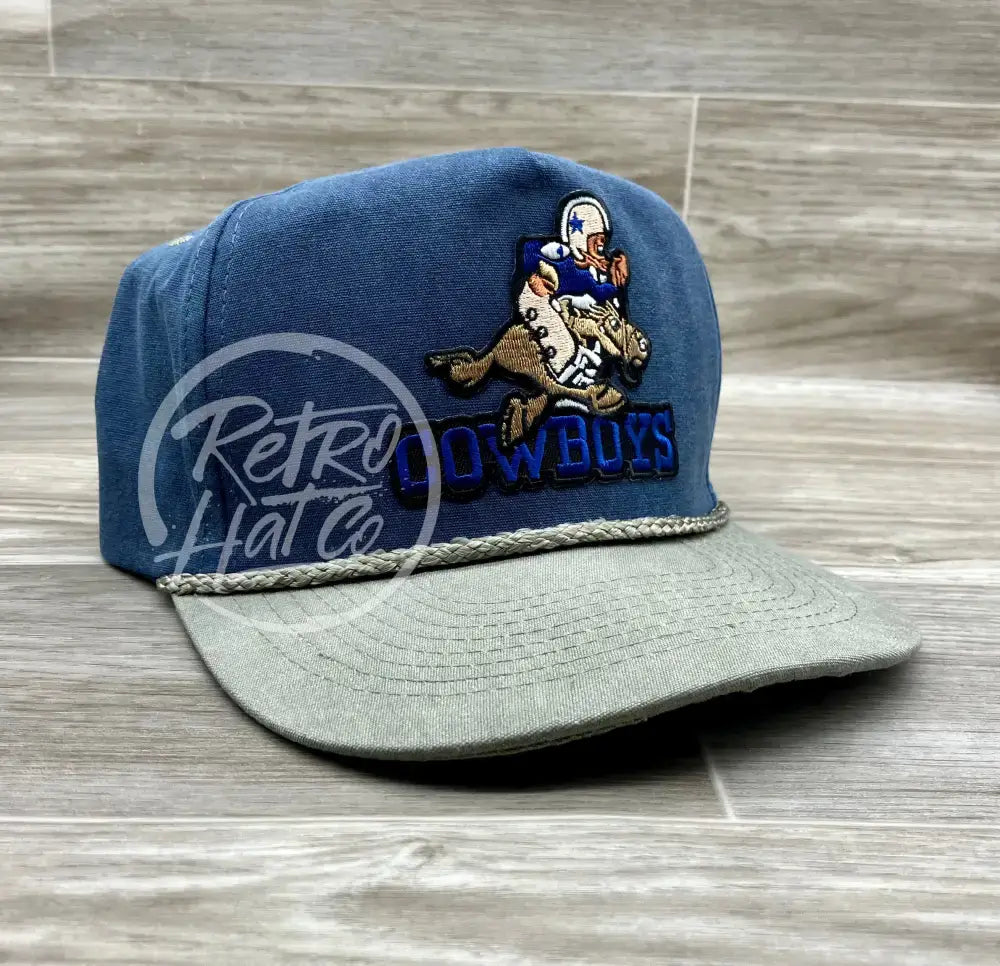 Retro 70s Dallas Cowboys (horse) on Stonewashed Indigo/Sand Retro Rope Hat