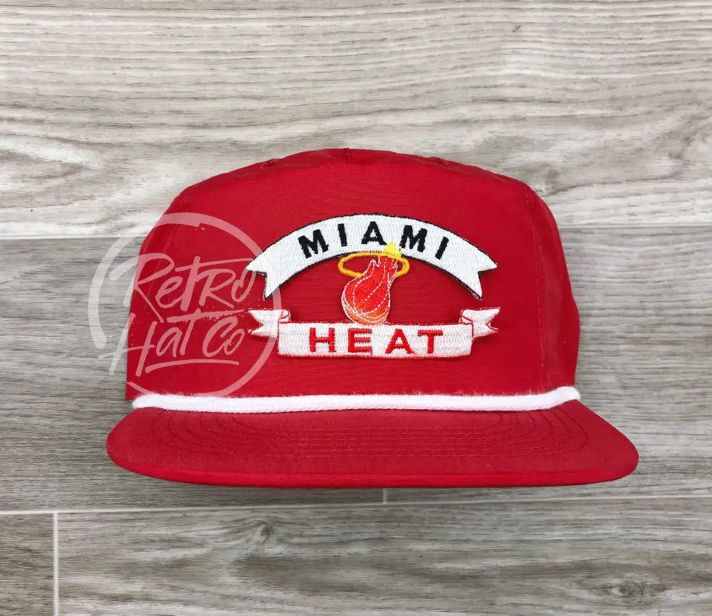 Vintage 90s Miami Heat Patch on Red Poly Rope Hat