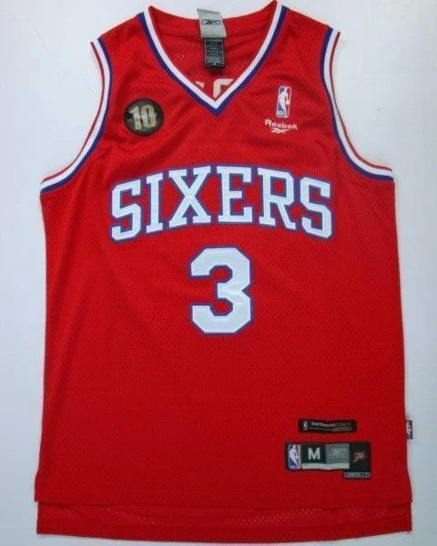 Men 3 Allen Iverson Jersey Red Philadelphia 76ers Jersey Fanatics