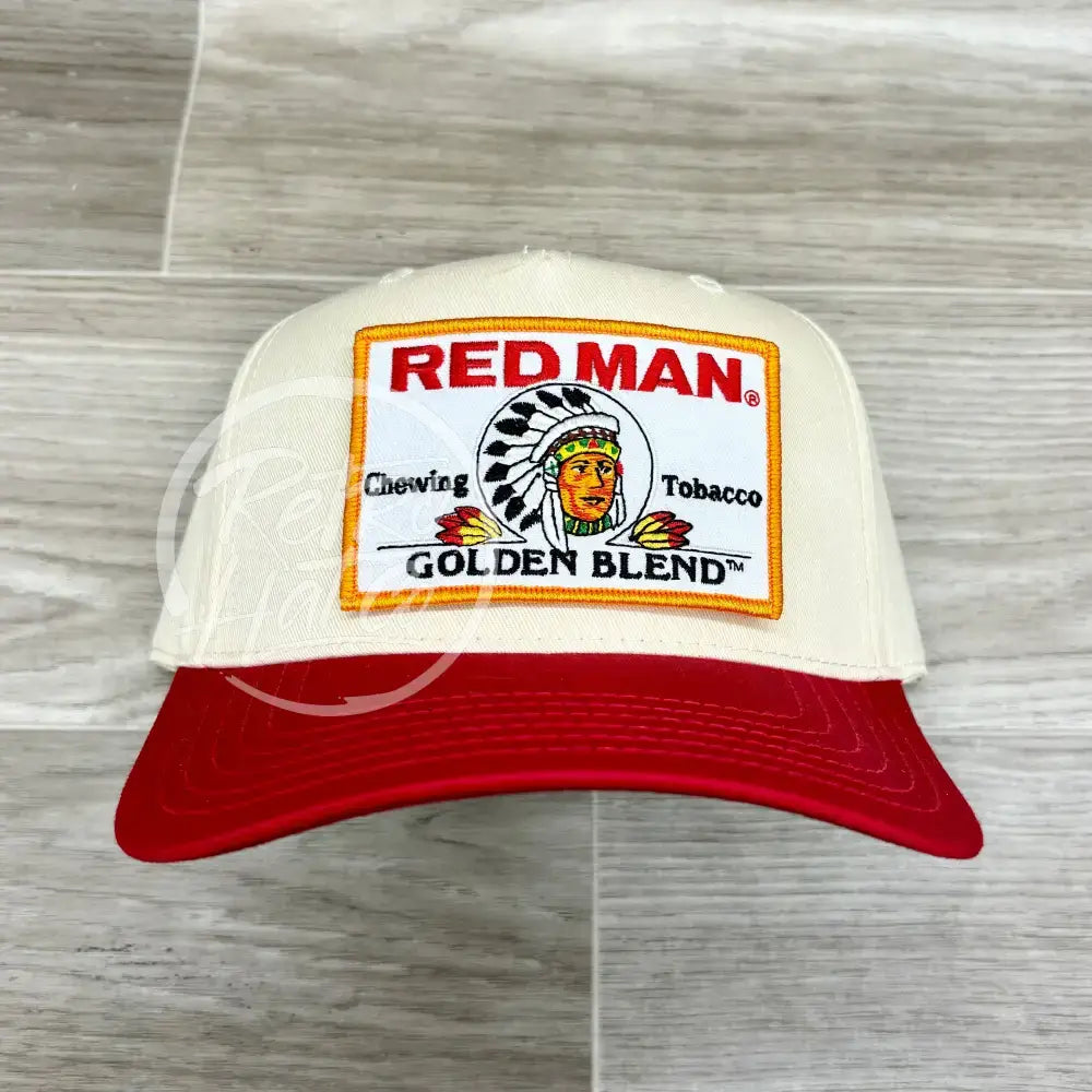 Red Man Golden on Natural/Red Retro Hat