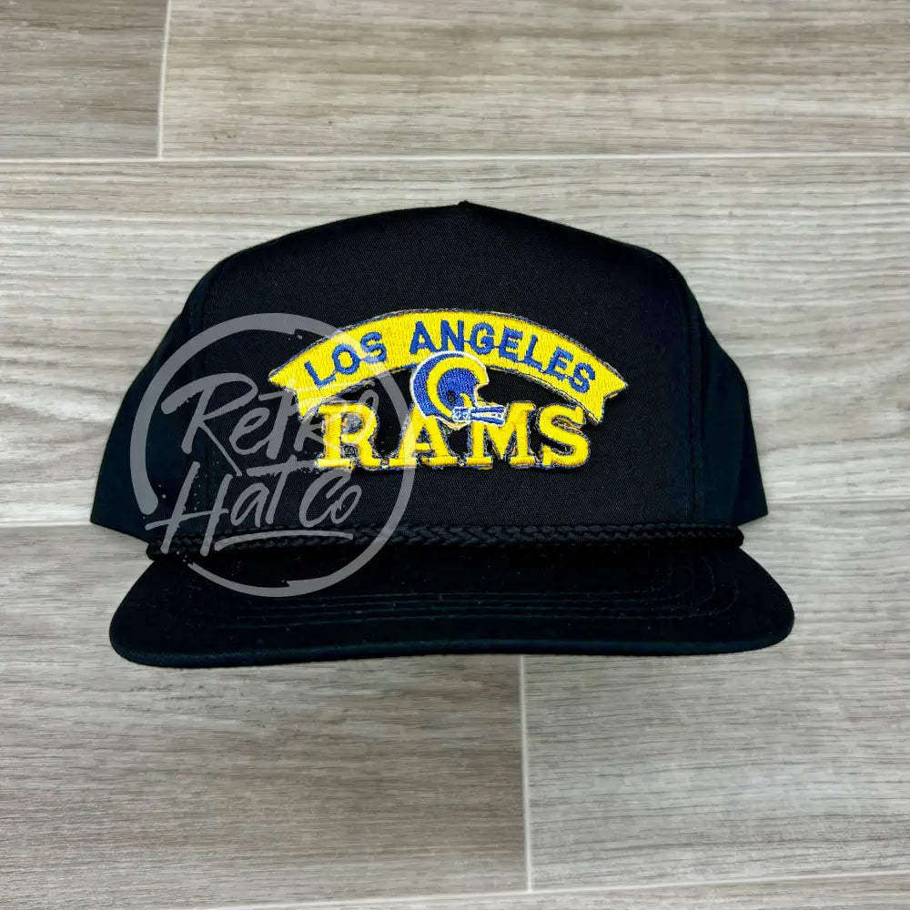 Vintage 90s Los Angeles Rams Patch on Black Classic Retro Rope Hat