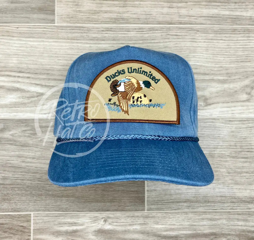 Retro Ducks Unlimited on Stonewashed Sky Retro Rope Hat