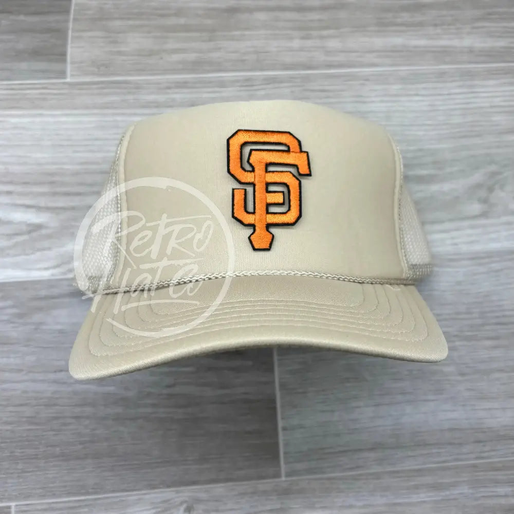 San Francisco Giants SF Patch on Beige Meshback Trucker Hat