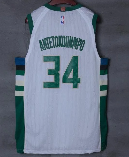 Men 34 Giannis Antetokounmpo Jersey White Milwaukee Bucks Player version