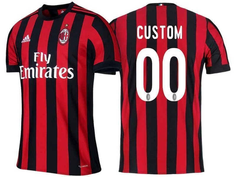 Men 00 Custom Jersey Home Soccer AC Milan Jersey 2018 Serie A