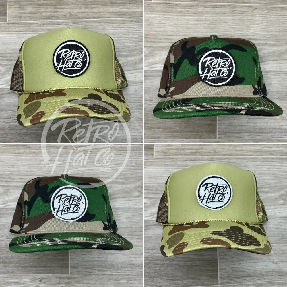 Retro Hat Co. Brand Patch on Retro Camo Hat