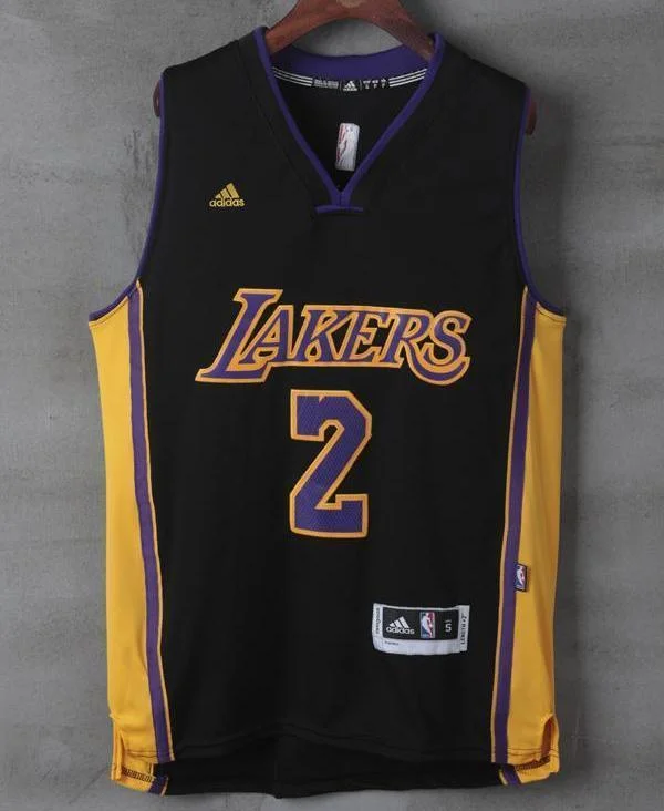 Men 2 Lonzo Ball Swingman Jersey Black Los Angeles Lakers Jersey Swingman