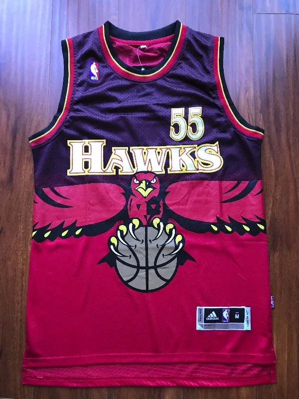 Men 55 Dikembe Mutombo Jersey Red Atlanta Hawks Throwback Swingman