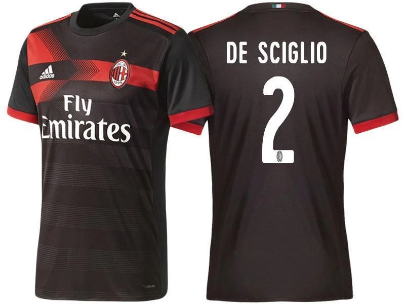 Men 2 Mattia De Sciglio Jersey Away Soccer AC Milan Jersey 2018 Serie A