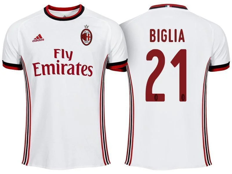 Men 21 Lucas Biglia Jersey Away Soccer AC Milan Jersey 2018 Serie A