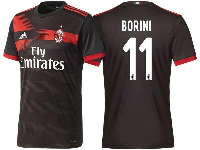 Men 11 Fabio Borini Jersey Away Soccer AC Milan Jersey 2018 Serie A