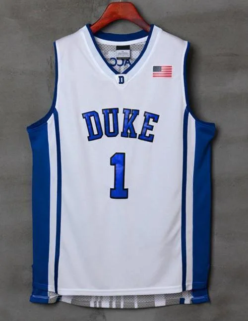 Men 1 Kyrie Irving Jersey White Duke Blue Devils Swingman Jersey