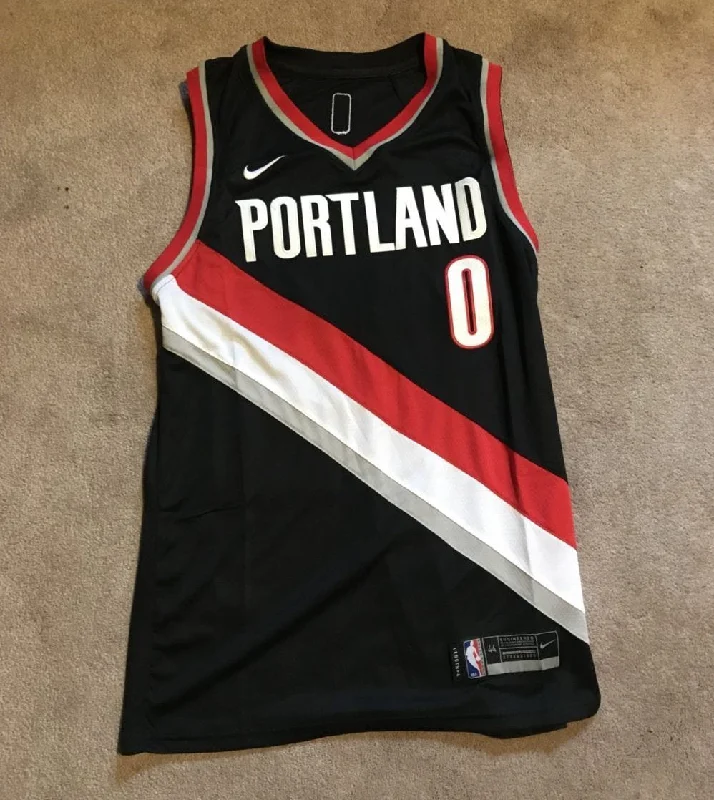 Men 0 Damian Lillard Jersey Black Portland Trail Blazers Authentic Player