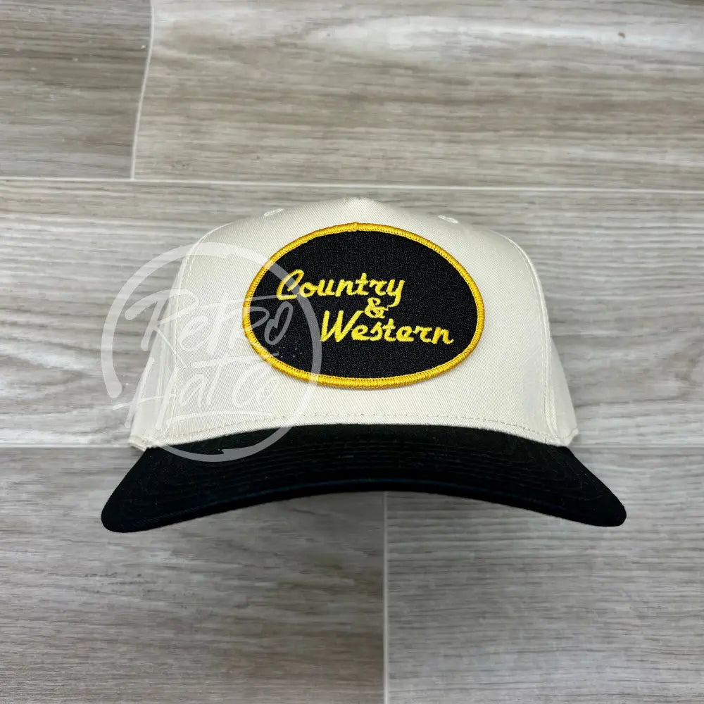 Country & Western Patch on Natural/Black Retro Hat