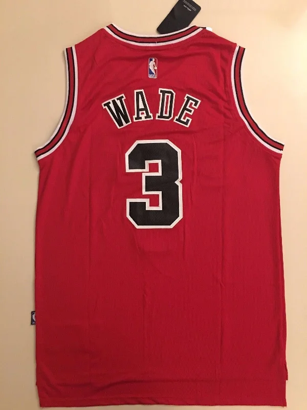 Men 3 Dwyane Wade Jersey Red Chicago Bulls jersey Throwback Swingman