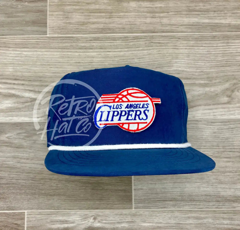 Vintage 90s Los Angeles Clippers Patch on Blue Retro Poly Rope Hat