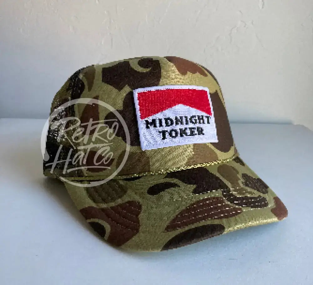 Midnight Toker Patch on Full Camo Meshback Trucker Hat