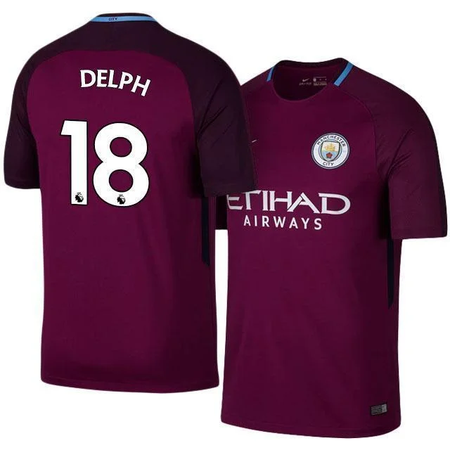 Men 18 Fabian Delph Away Soccer Manchester City Jersey Premier League