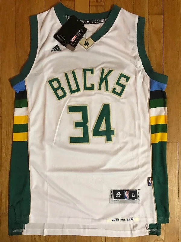 Men 34 Giannis Antetokounmpo Bucks Jersey White Milwaukee Bucks Swingman