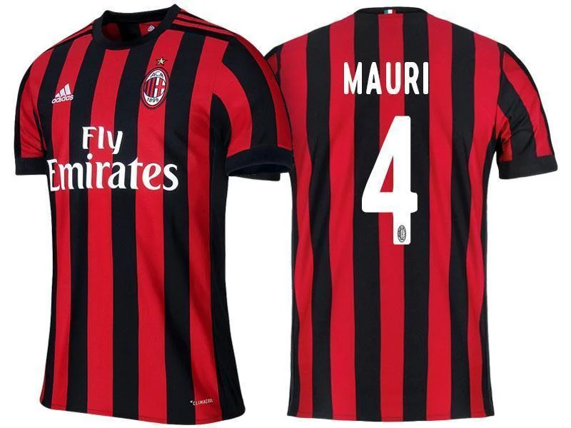 Men 4 Jose Mauri Jersey Home Soccer AC Milan Jersey 2018 Serie A