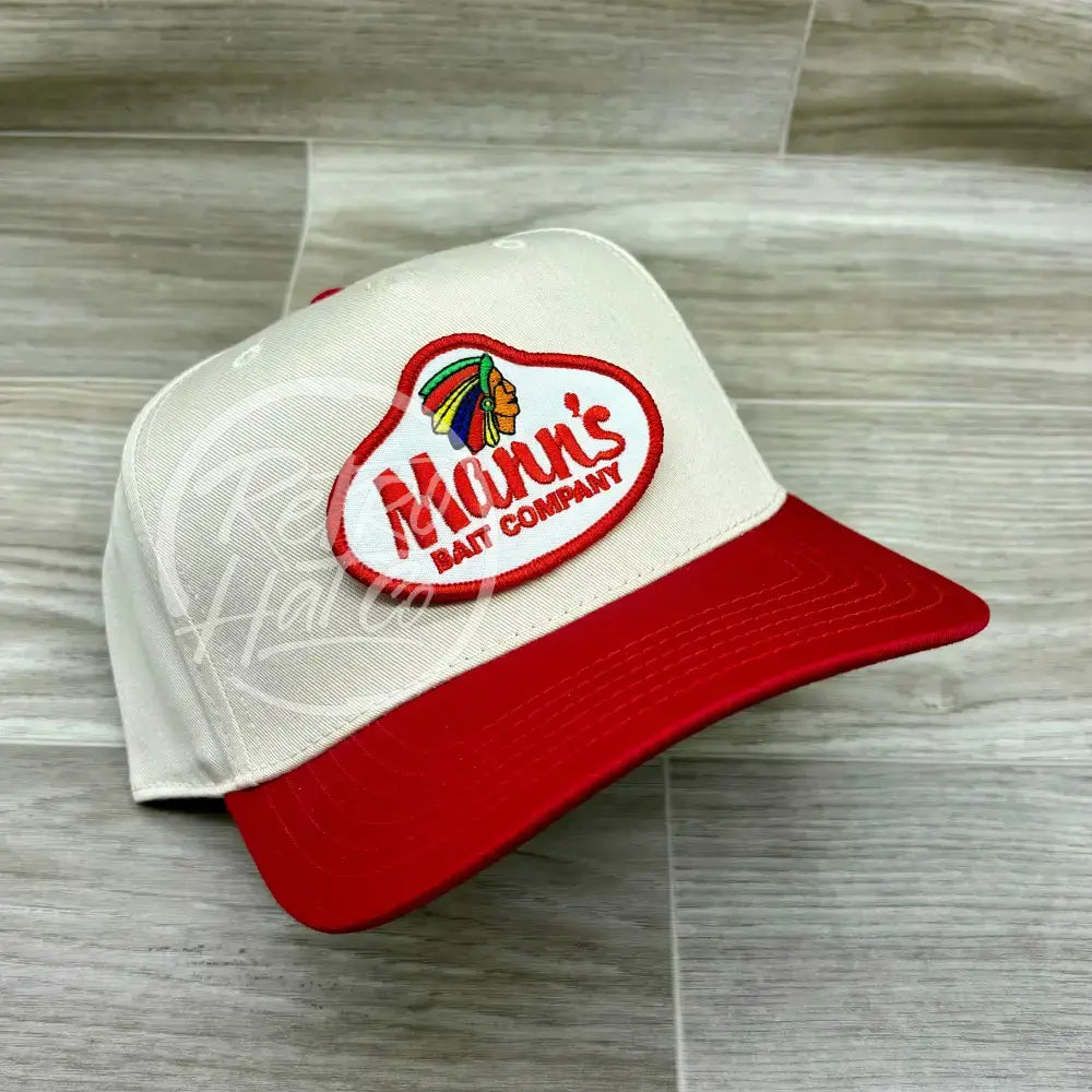 Mann’s Bait Fishing Patch on Natural/Red Retro Hat