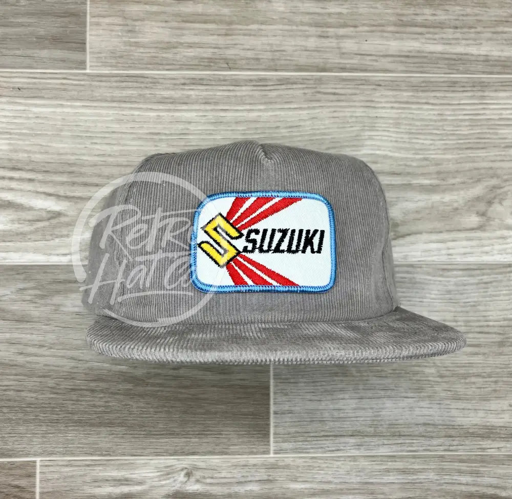 Vintage Suzuki Patch on Gray Corduroy Hat