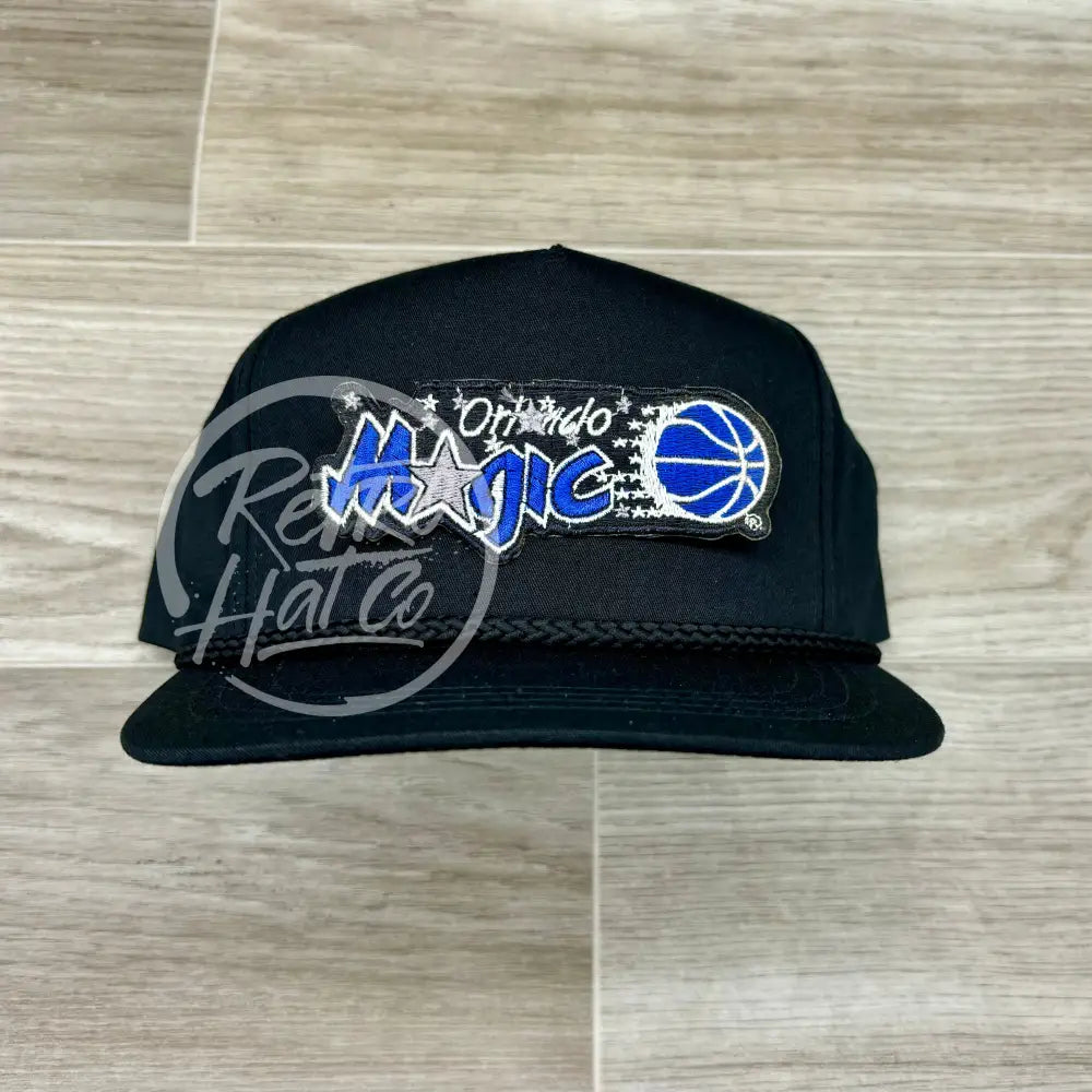 Vintage 90s Orlando Magic Patch on Black Classic Retro Rope Hat