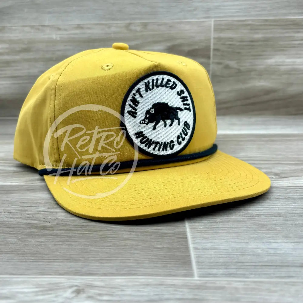 Ain’t Killed Shit on Mustard Retro Hat w/Black Rope