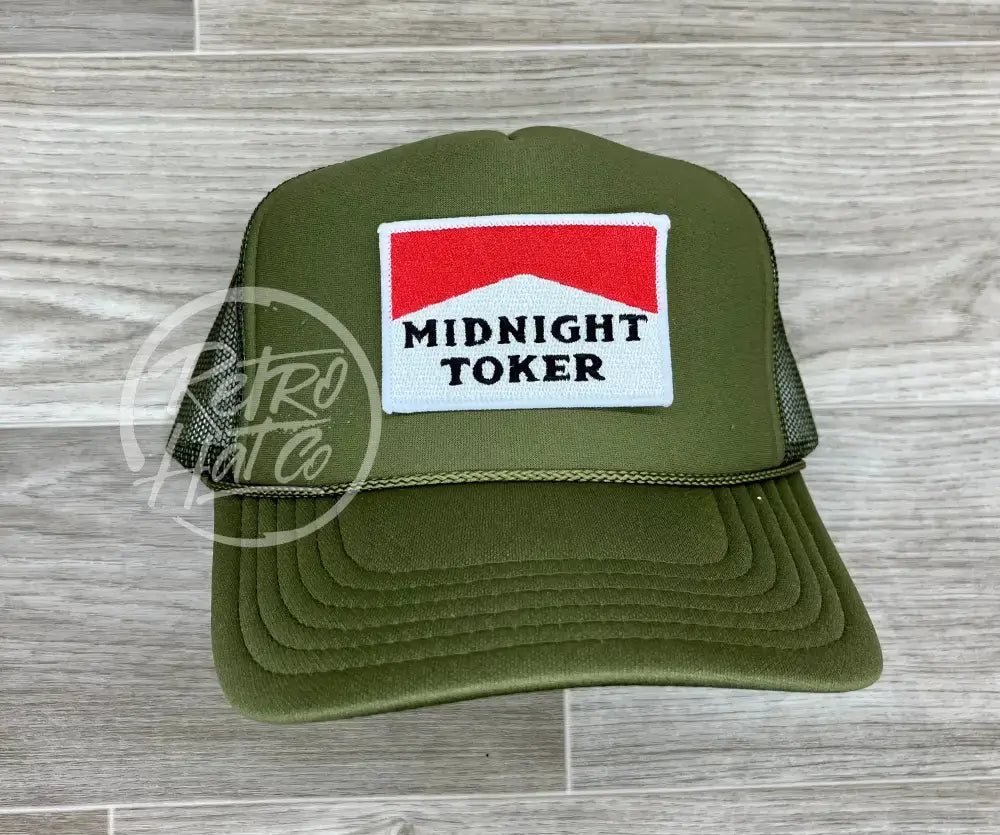 Midnight Toker on Olive Meshback Trucker Hat