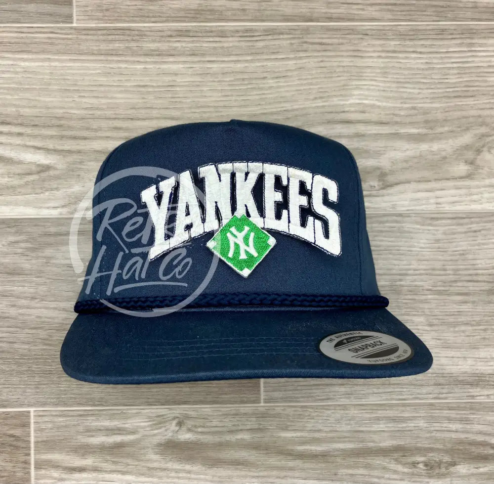 Vintage 90s New York Yankees (White Arch) Patch on Blue Classic Rope Hat