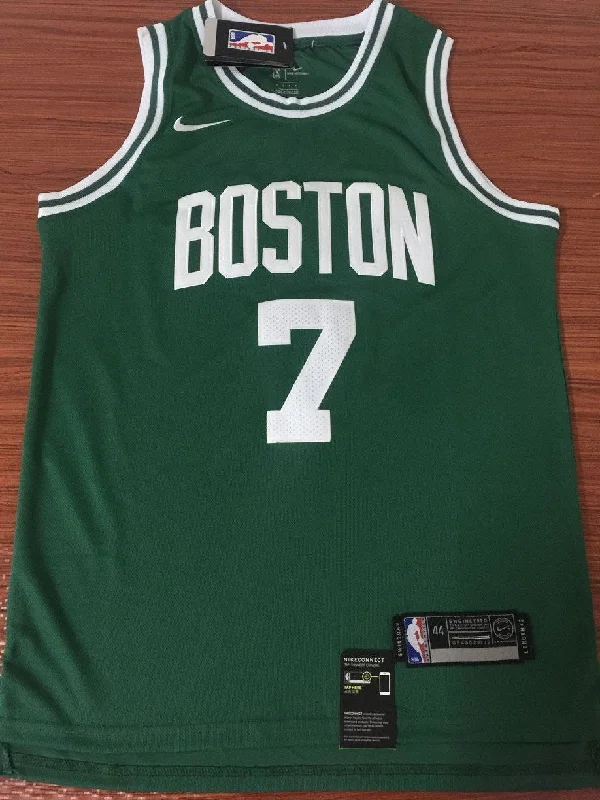 Men 7 Jaylen Brown Jersey Green Boston Celtics Jersey Swingman Fanatics