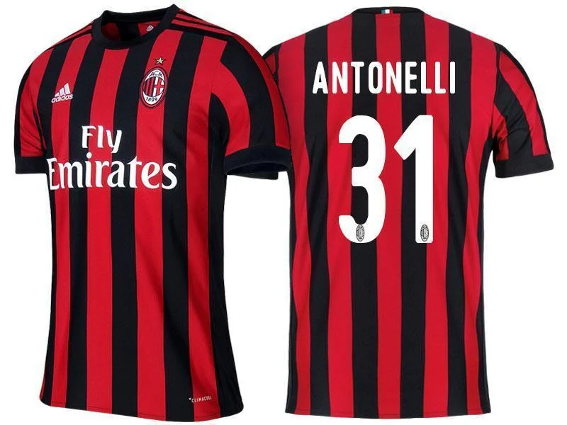 Men 31 Luca Antonelli Jersey Home Soccer AC Milan Jersey 2018 Serie A