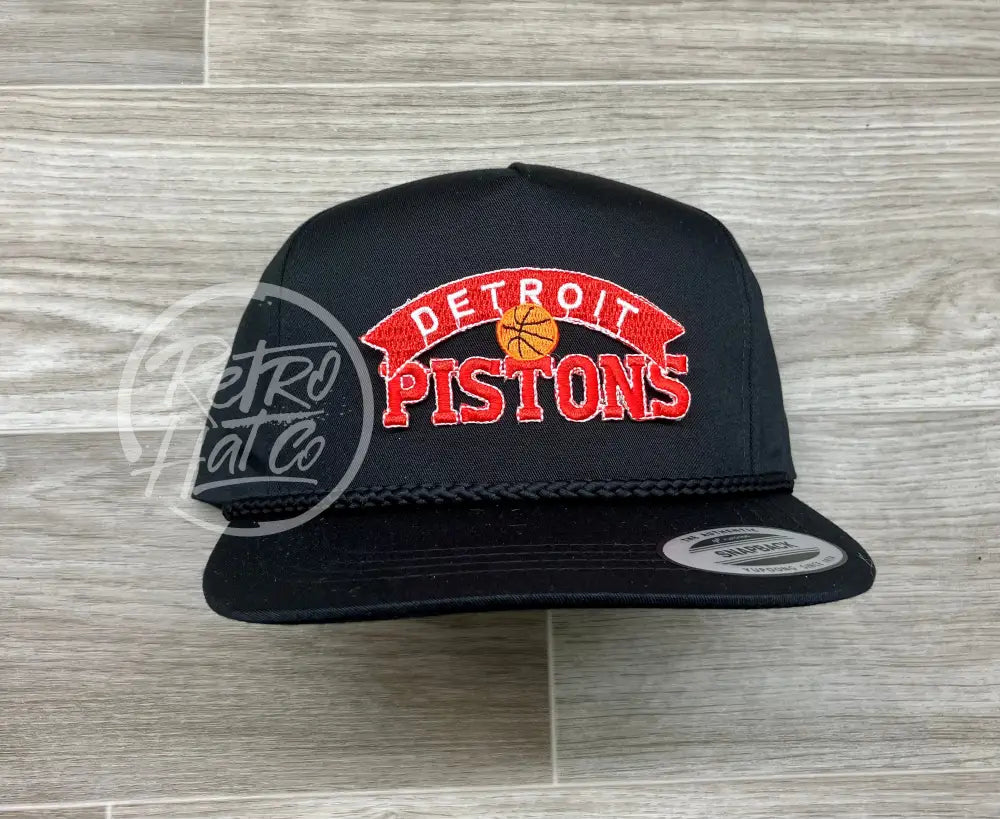 Vintage 90s Detroit Pistons (Red) Patch on Black Classic Rope Hat