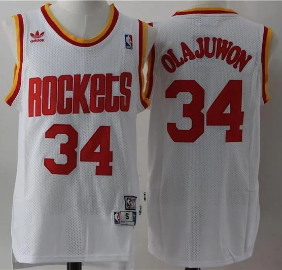 Men 34 Hakeem Olajuwon Jersey White Houston Rockets Swingman Jersey