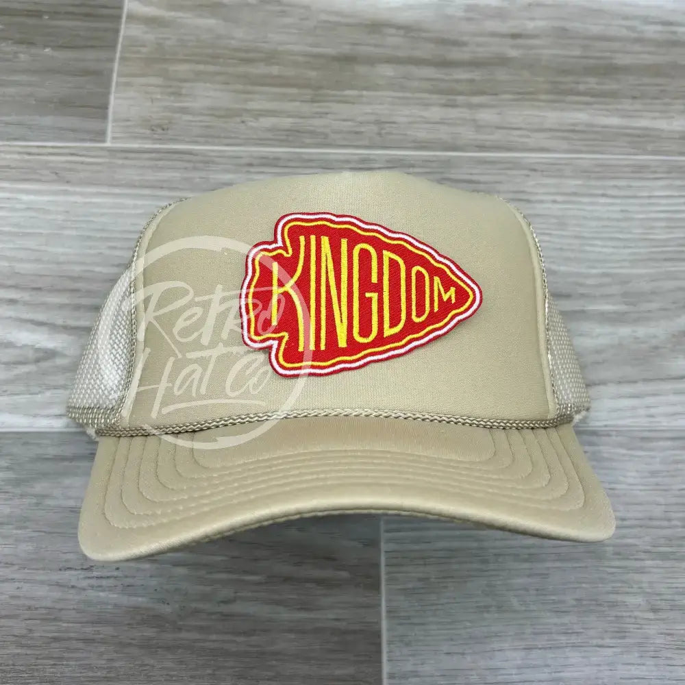 Kansas City Chiefs Kingdom Patch on Beige Meshback Trucker Hat