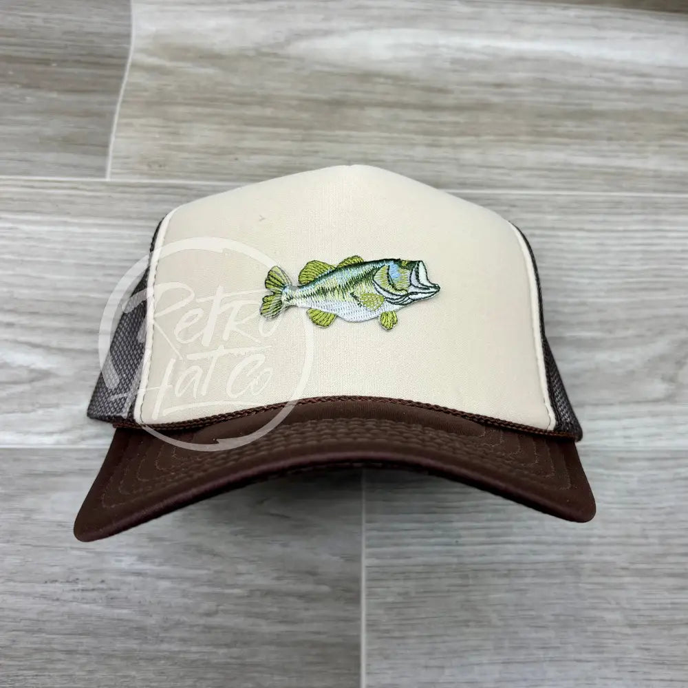 Bass Patch on Brown/Beige Meshback Trucker Hat