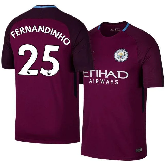 Men 25 Fernandinho Away Soccer Manchester City Jersey Premier League