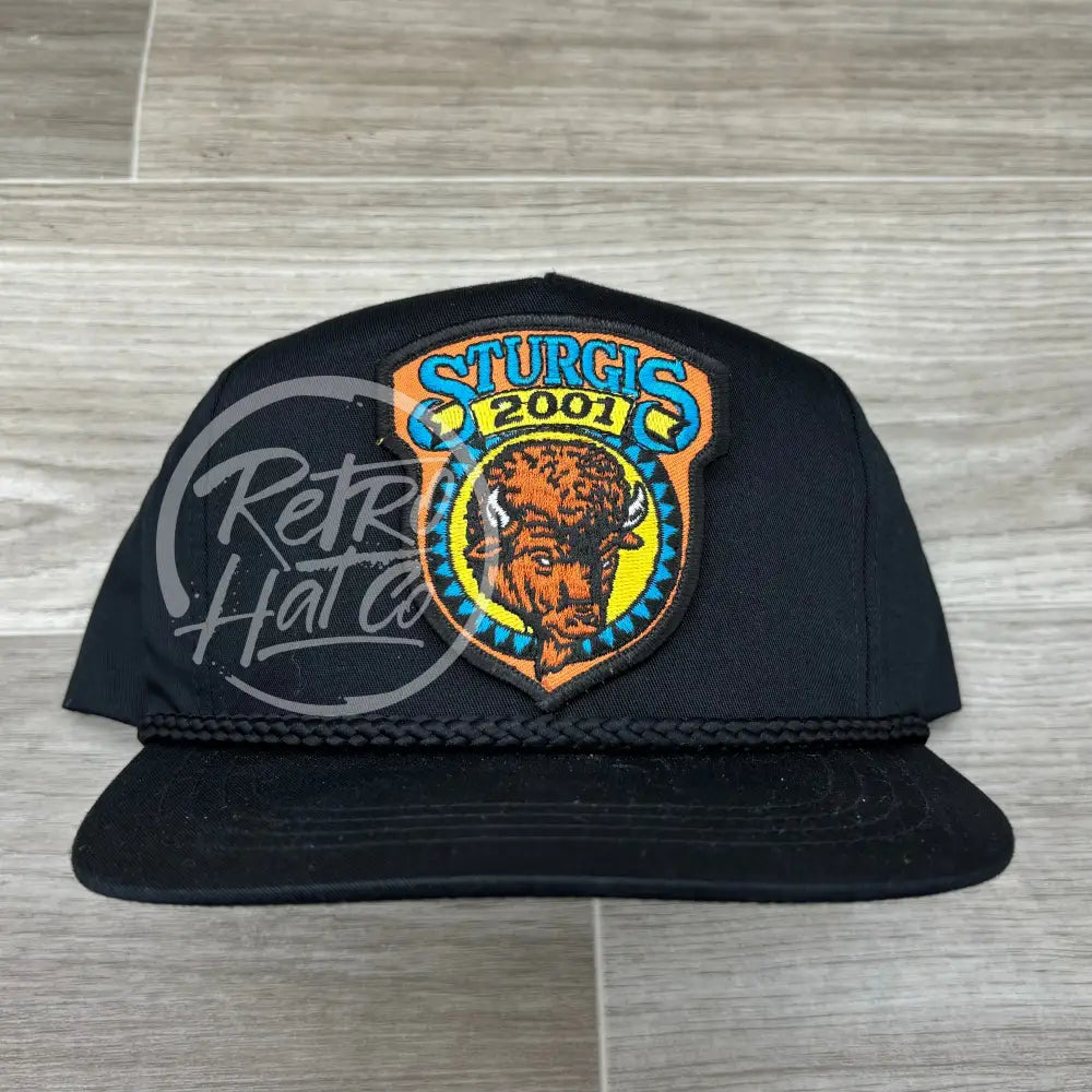 Vintage 2001 Sturgis Buffalo Patch on Black Classic Rope Hat (1 of 1)