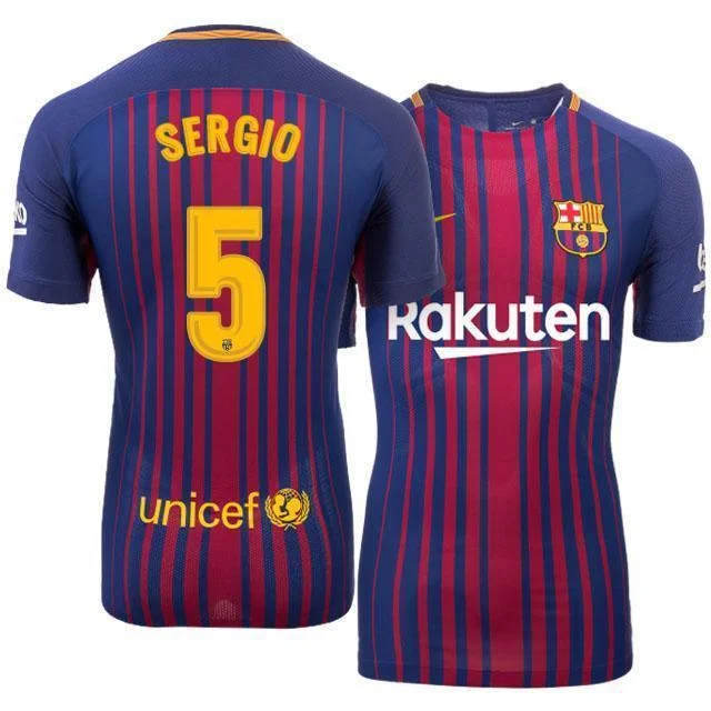 Men 5 Sergio Busquets Jersey Soccer Barcelona Jersey 2018 La Liga