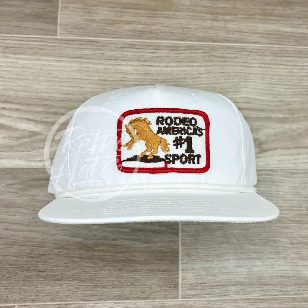 Vintage Rodeo #1 Sport on Solid White Retro Rope Hat