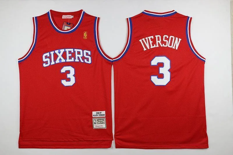 Men 3 Allen Iverson Jersey Red Philadelphia 76ers Jersey Fanatics