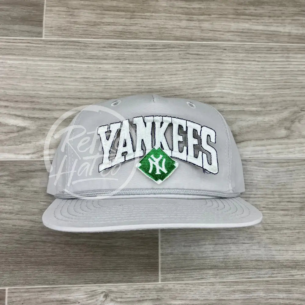 Vintage 90s New York Yankees (White Arch) Patch on Smoke Gray Retro Hat