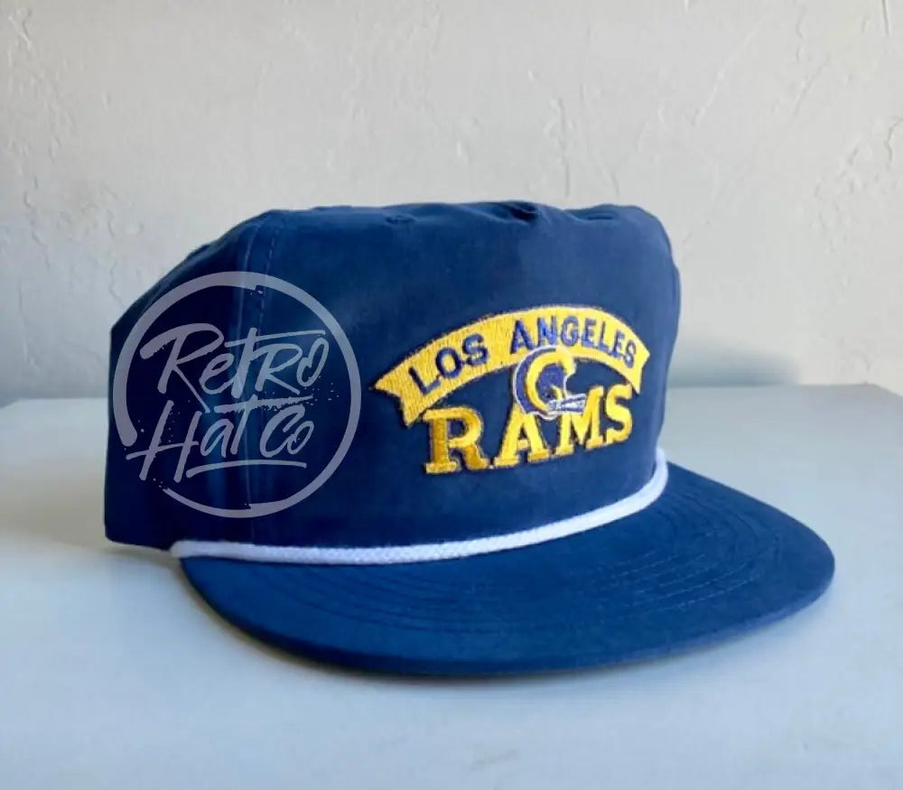 Vintage 90s Los Angeles Rams Patch on Blue Poly Rope Hat