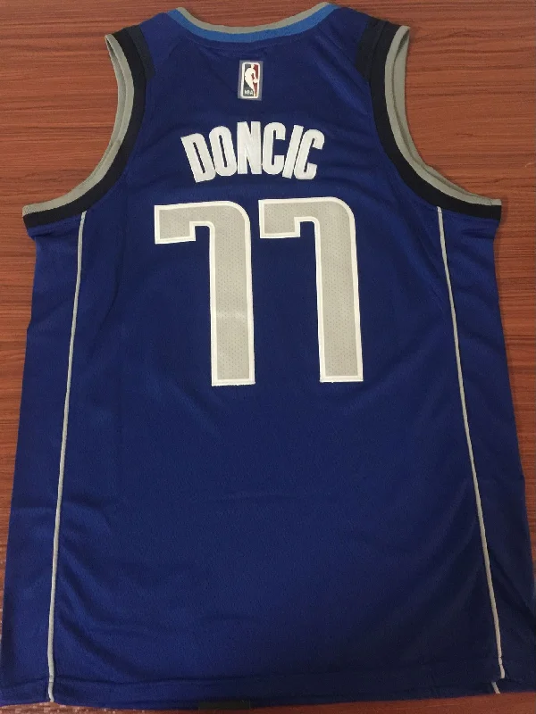 Men 77 Luka Doncic Jersey Blue Dallas Mavericks Jersey Swingman Fanatics