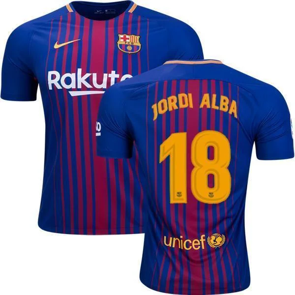 Men 18 Jordi Alba Jersey Soccer Barcelona Jersey 2018 La Liga