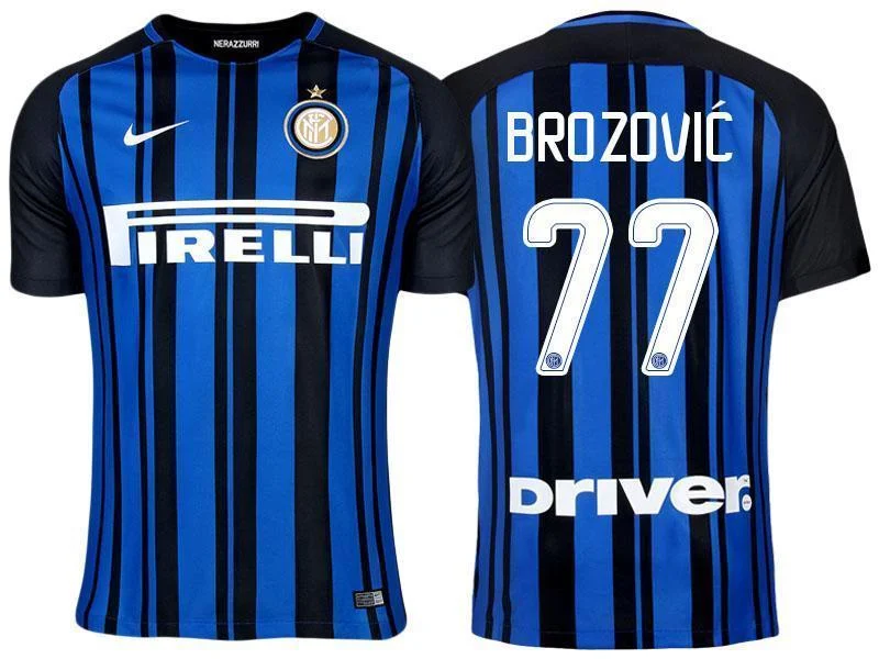 Men 77 Marcelo Brozovic Jersey Home Soccer Inter Milan FC Jersey 2018 Serie A